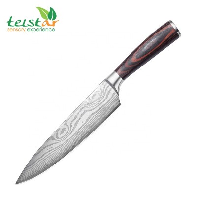 german 1.4116 stainless steel Damascus Pakka Wood Handle 8 Inch laser stainless kitchen knives